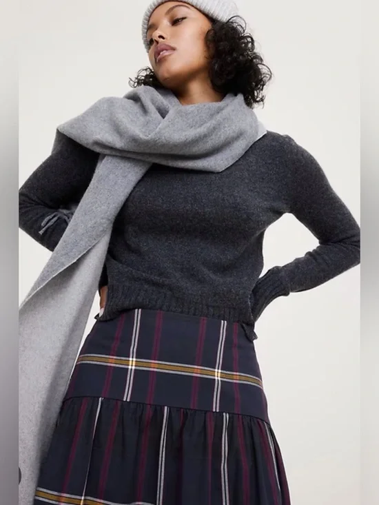 Banana Republic Plaid Tiered Midi Skirt Dark Academia Preppy Fall Collegiate NEW - Picture 2 of 5